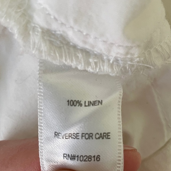 GARNET HILL‎ White Linen Pleat Pull on Ankle Pants size 2 - Picture 6 of 8